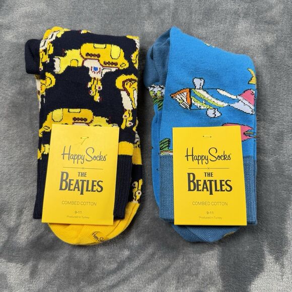 Happy Socks x the Beatles Men's Combed Cotton Crew Socks Size 9-11 - Picture 1 of 5